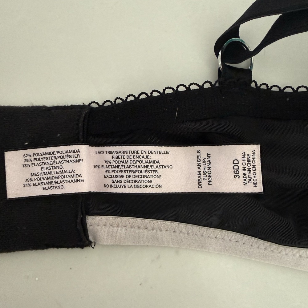 Victoria's Secret Dream Angels Pigeonnant Push Up Bra Lace Rhinestones 36DD - Picture 6 of 10